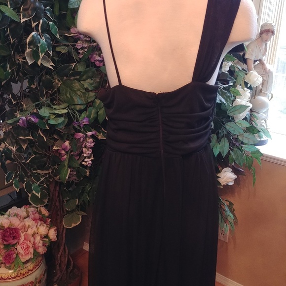 ONE SHOULDER FRILLED LONG DRESS SZ 16 - Picture 3 of 4